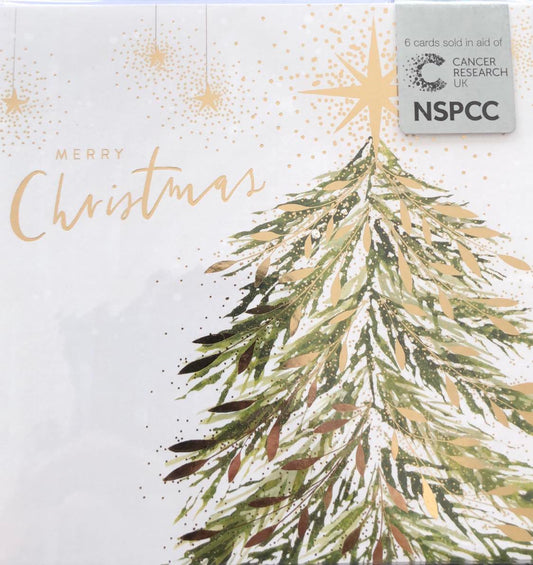 Tree With Gold Leaves Charity Christmas Cards Pack.