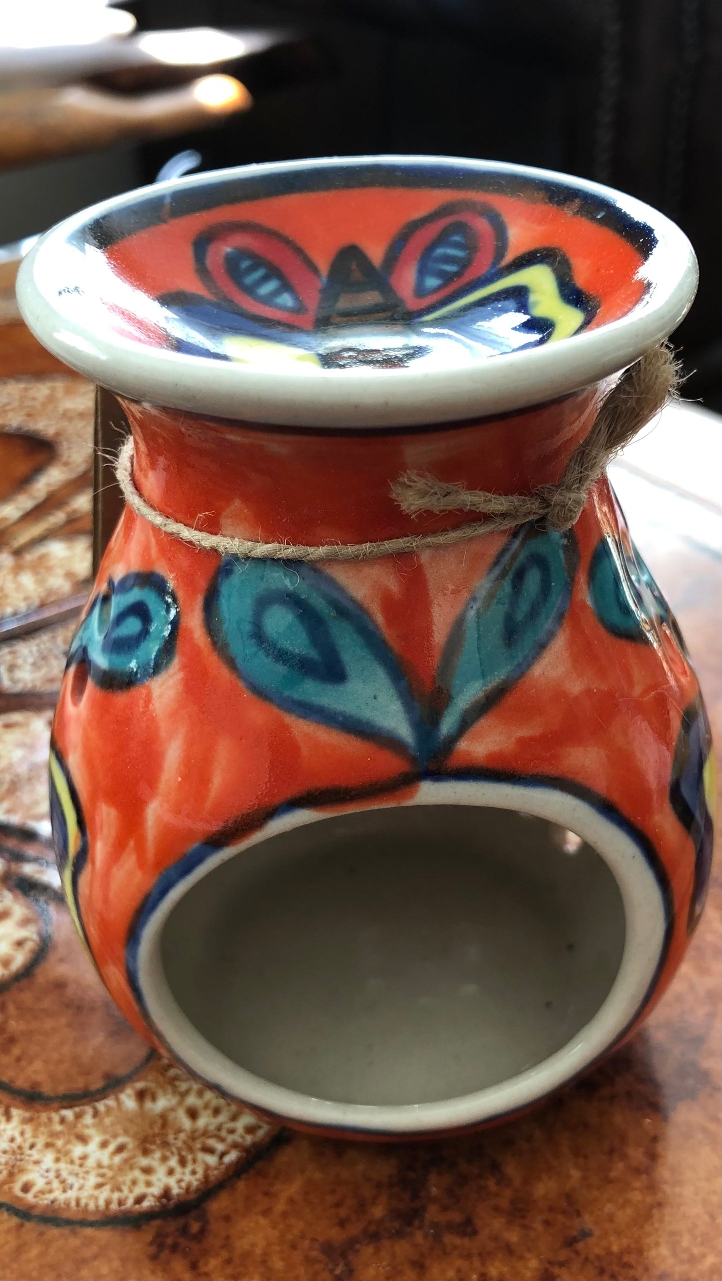 Oil Burner in Orange (hand-painted ceramic)