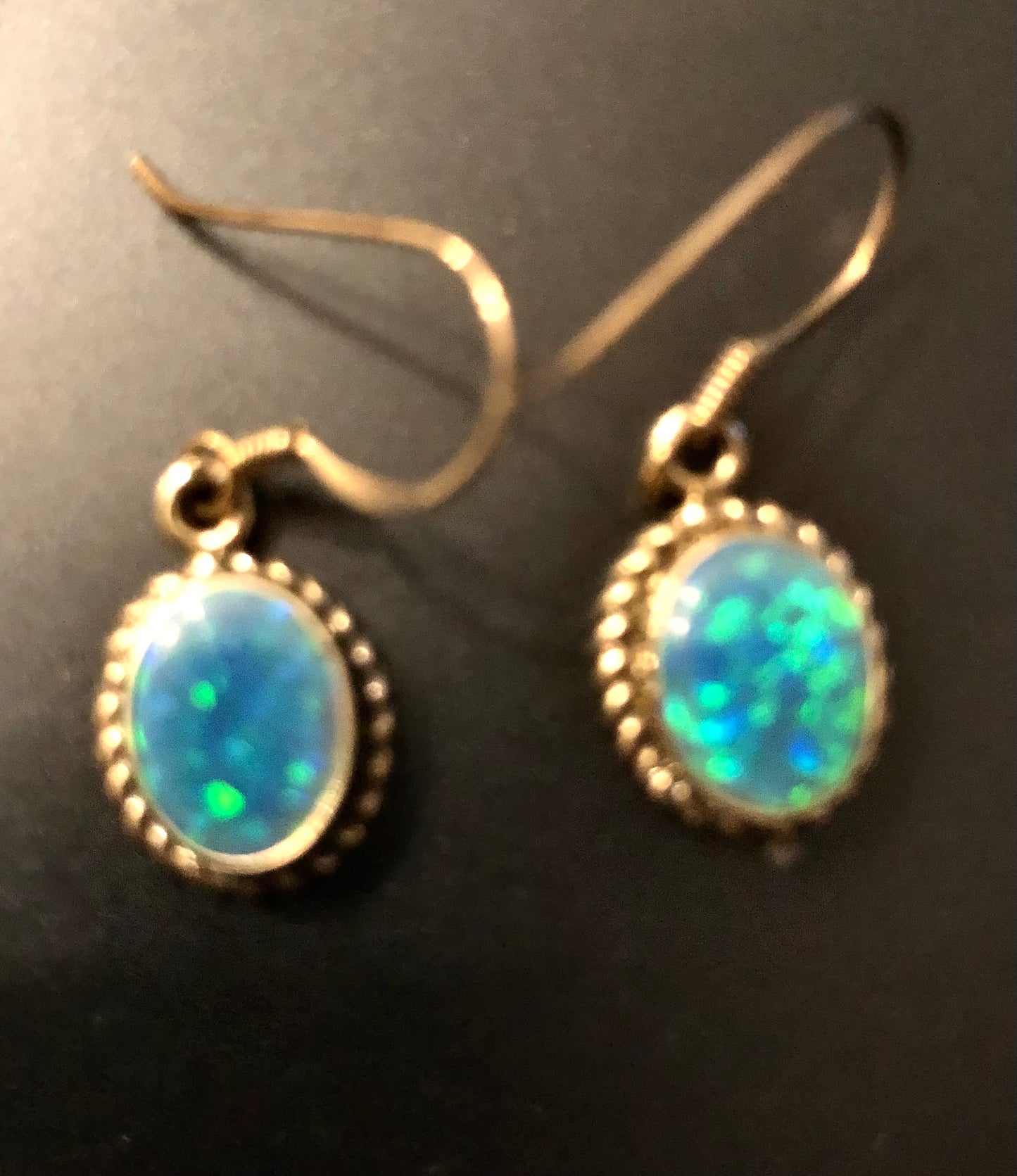 Small opal and silver earrings