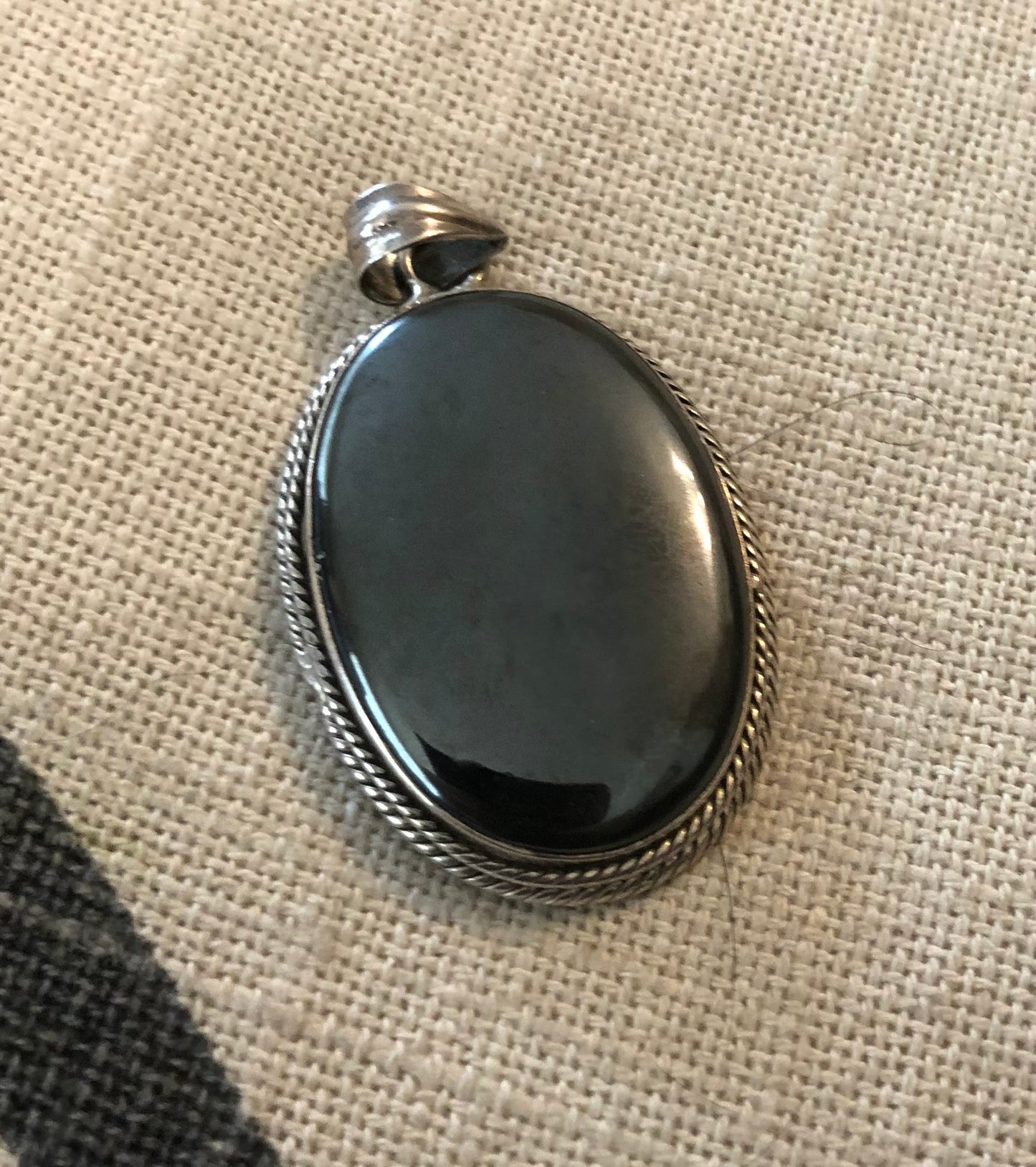 Hematite & silver pendant