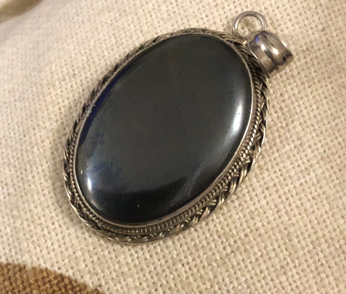 Hematite & Silver Pendant