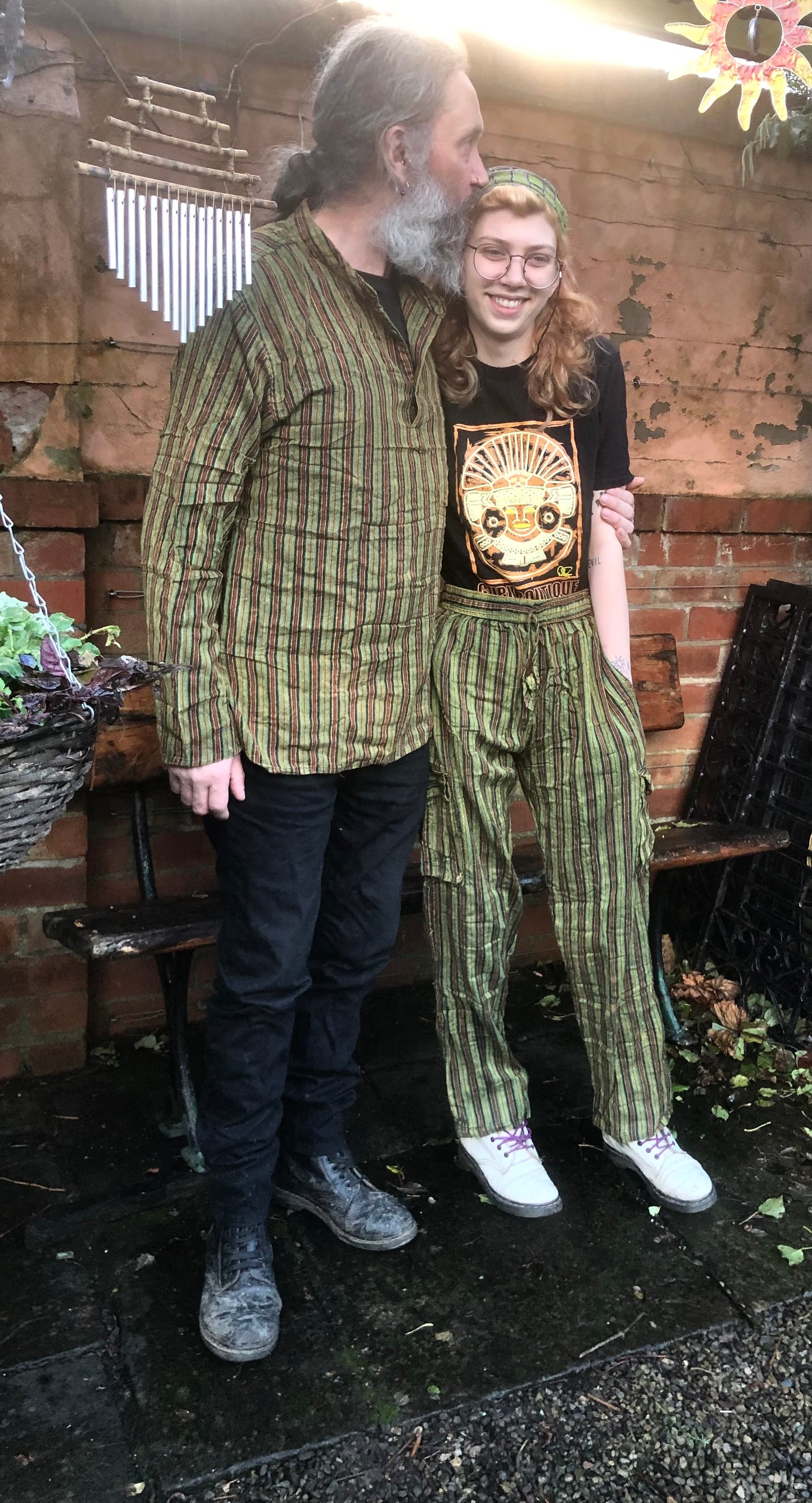 Stripey Cotton Cargo Pants.