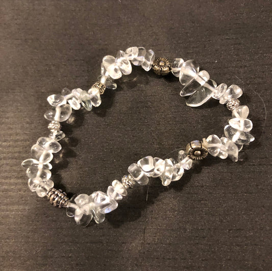 Clear Quartz Crystal and Metal Bracelet.