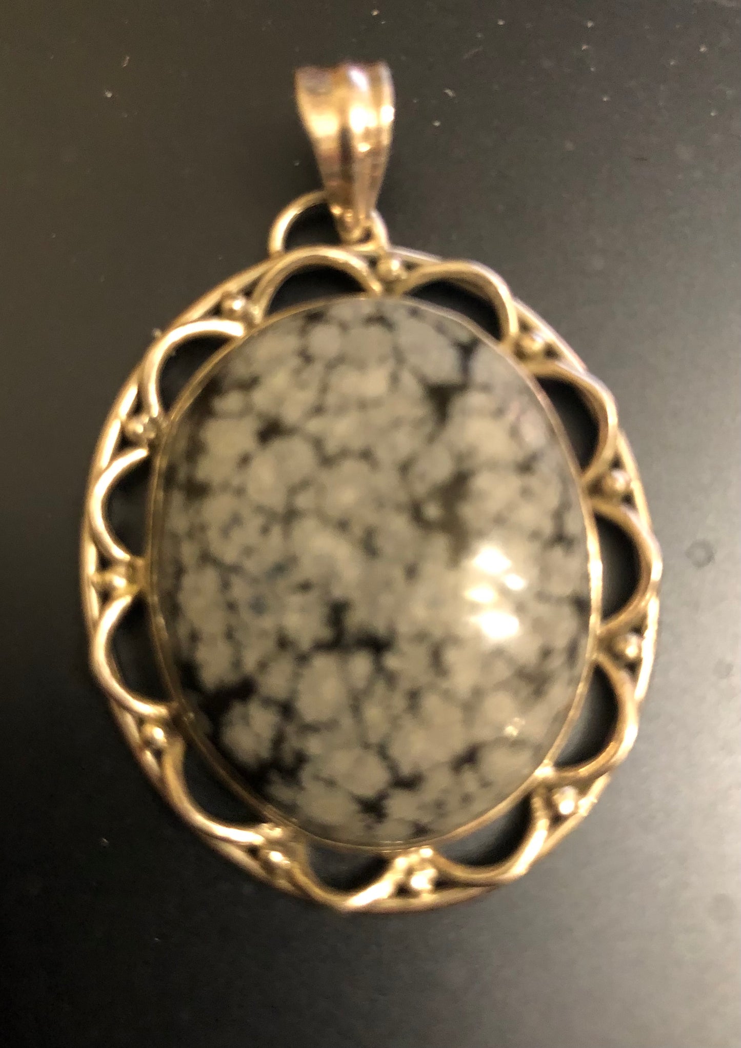 Snowflake Obsidian and Silver Pendant.