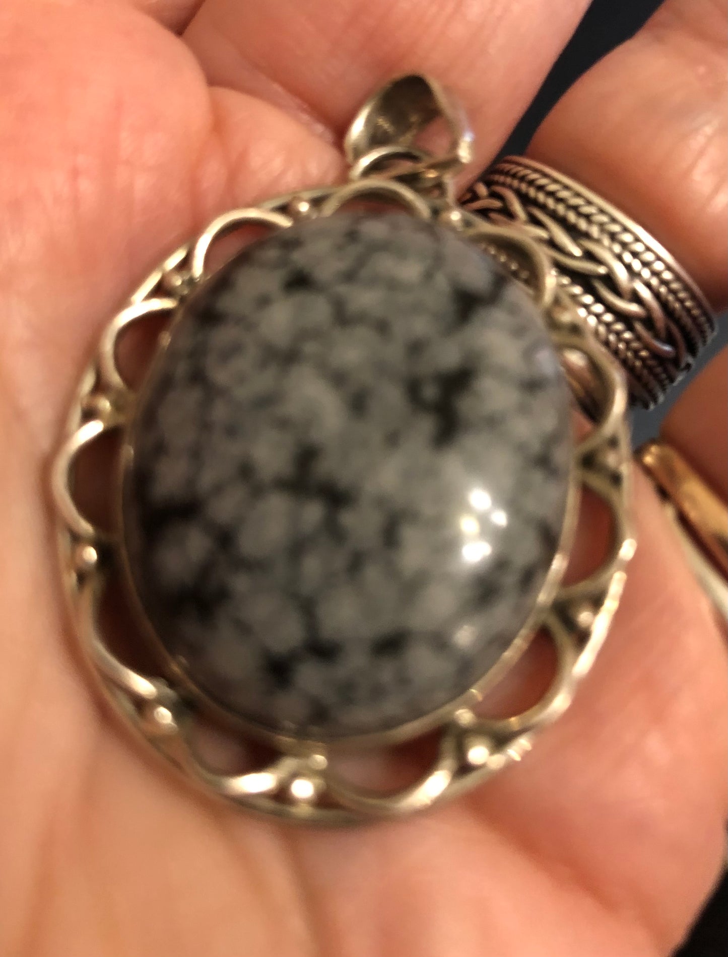 Snowflake Obsidian and Silver Pendant.