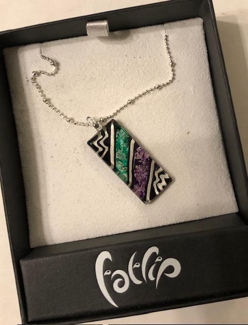 Painted Glass Pendant by Fat Lip.