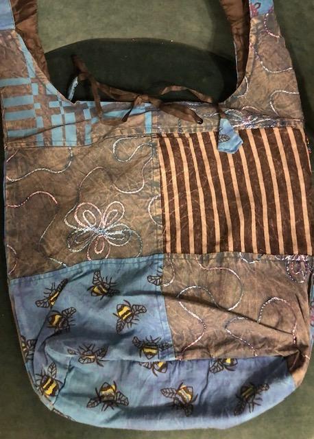 Blue Bee Print Buddha Bag.