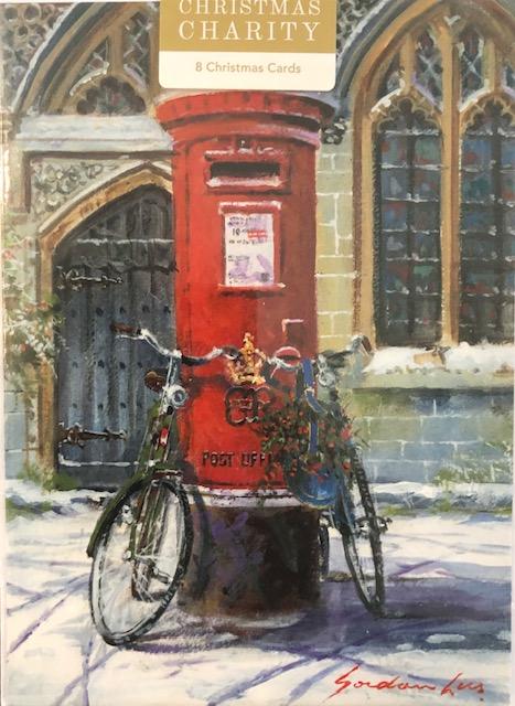 Post Box and Bicycles (pack of 8 cards)