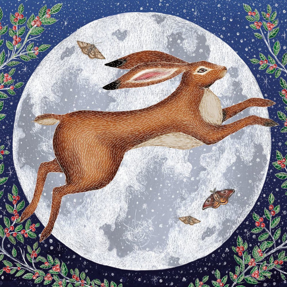 Winter Moon Hare (pack of five festive cards)