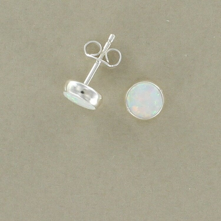 White Opal and Silver stud earrings.