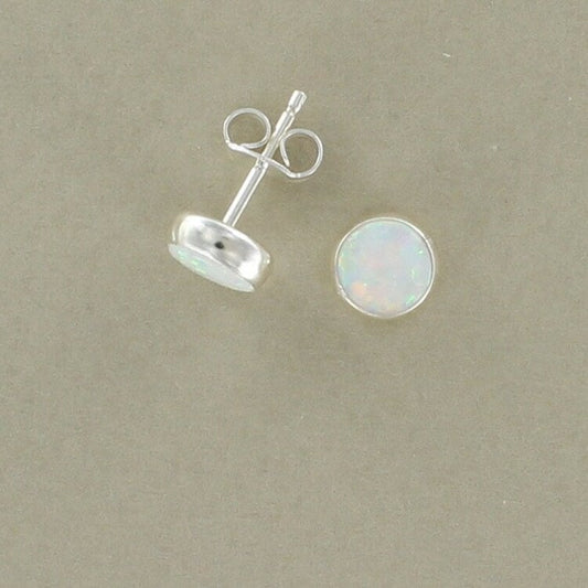White Opal and Silver stud earrings.