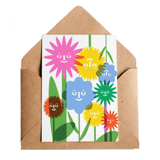 Smiley Flowers Blank Card