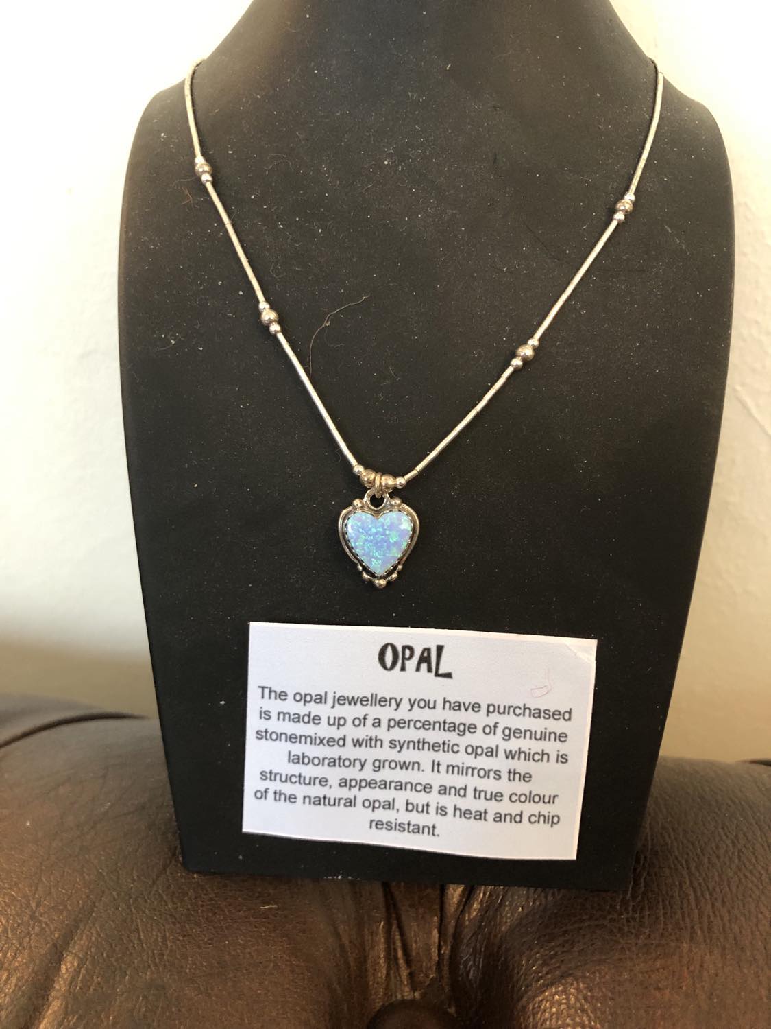 Opal Heart and Silver Heart Necklace