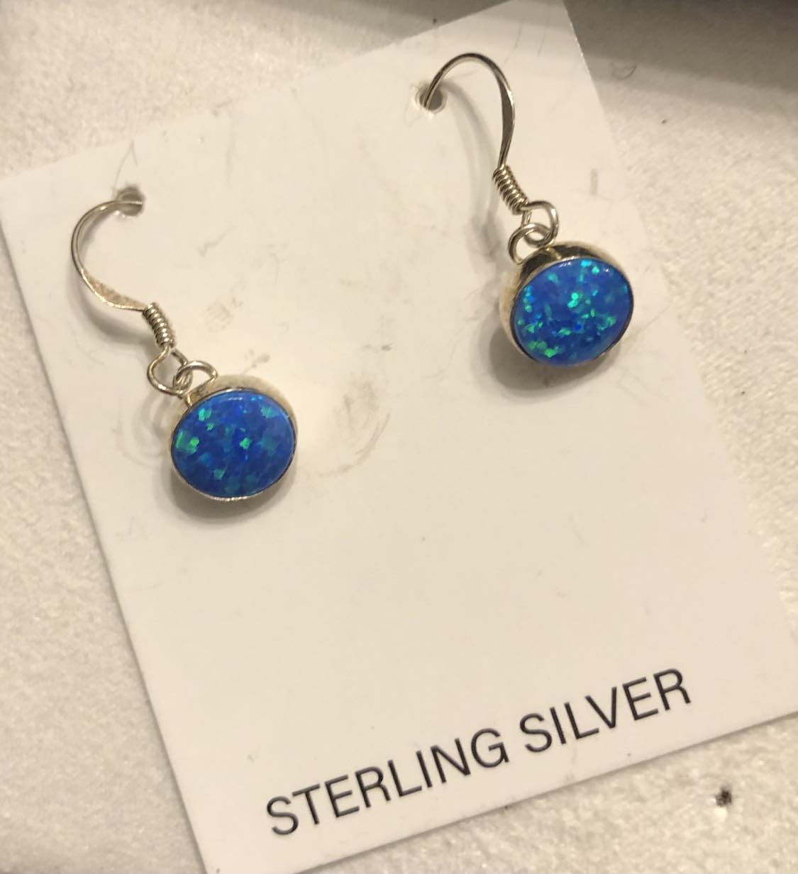 Blue Opal and Silver earrings.