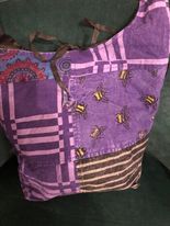 Purple Bee Print Buddha Bag.