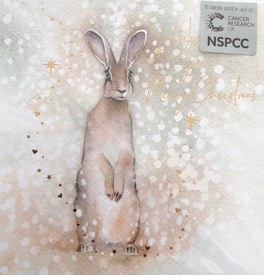 Hare In The Snow Charity Christmas Cards Pack.
