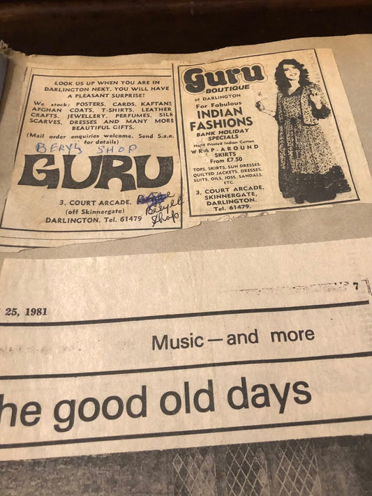 Early advert for Guru Boutique.