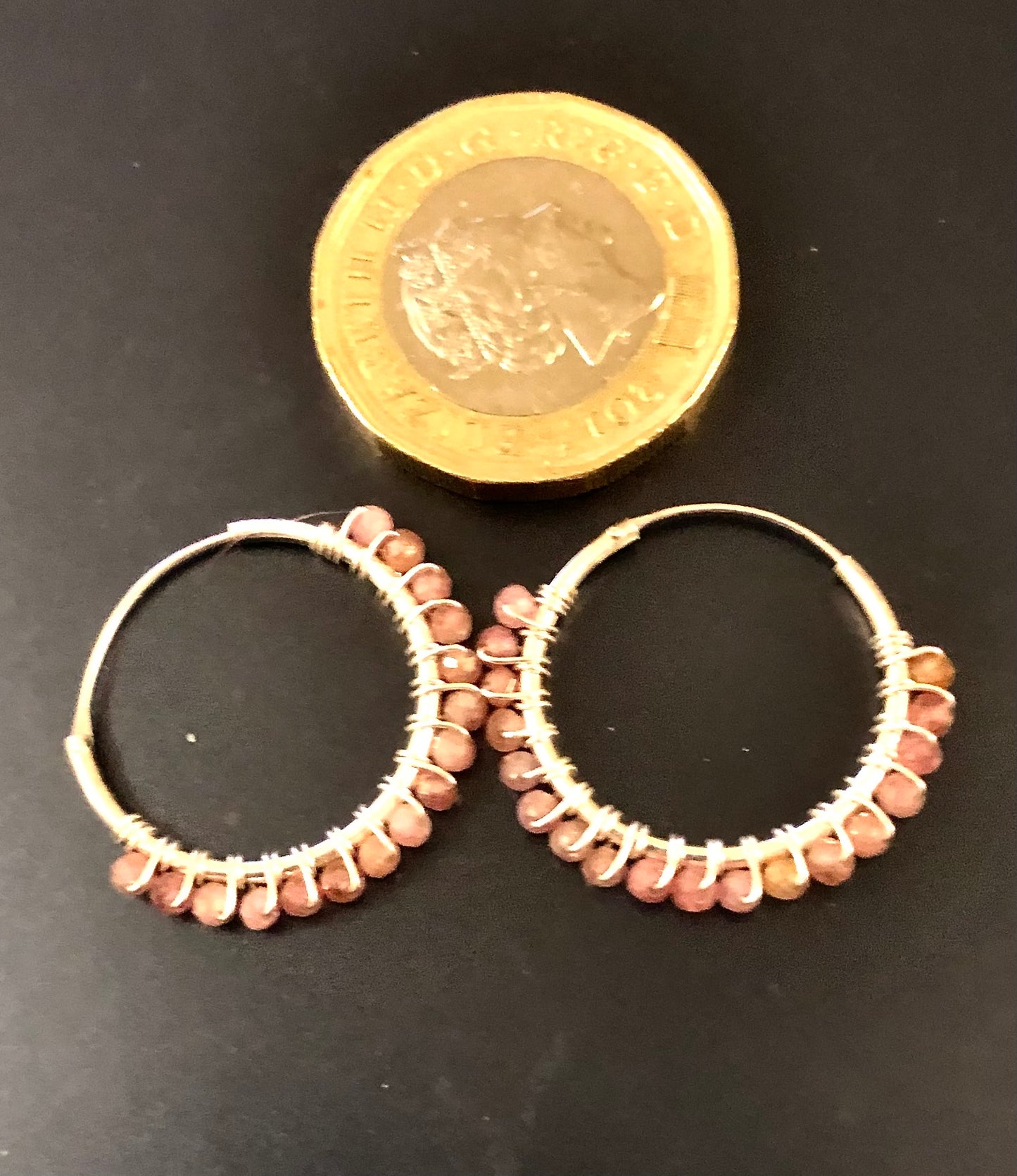 Silver and crystal hoop earrings