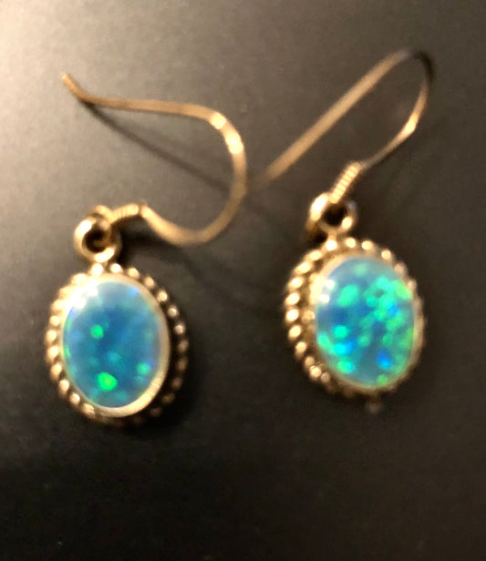 Small opal and silver earrings