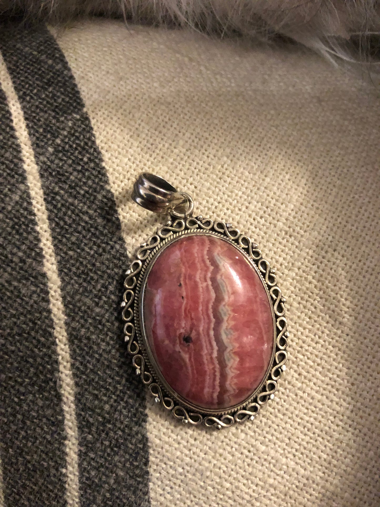 Rhodonite & Silver Pendant