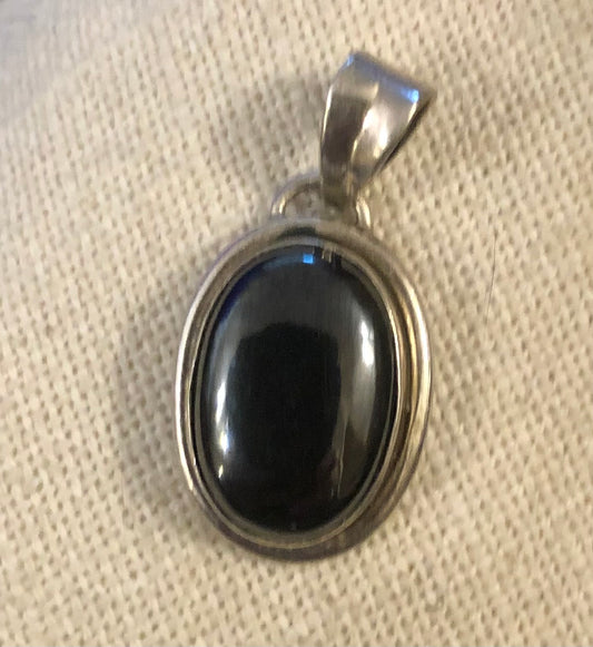 Hematite & Silver Pendant