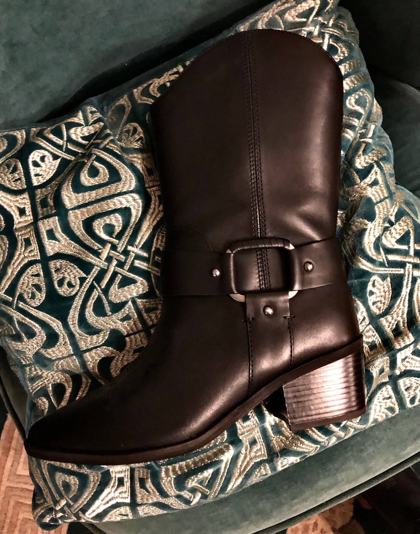 Black Leather Western Boots (Clarke's wide fit - ladies size 8)