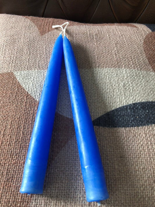 Pair of Blue Dinner Candles.