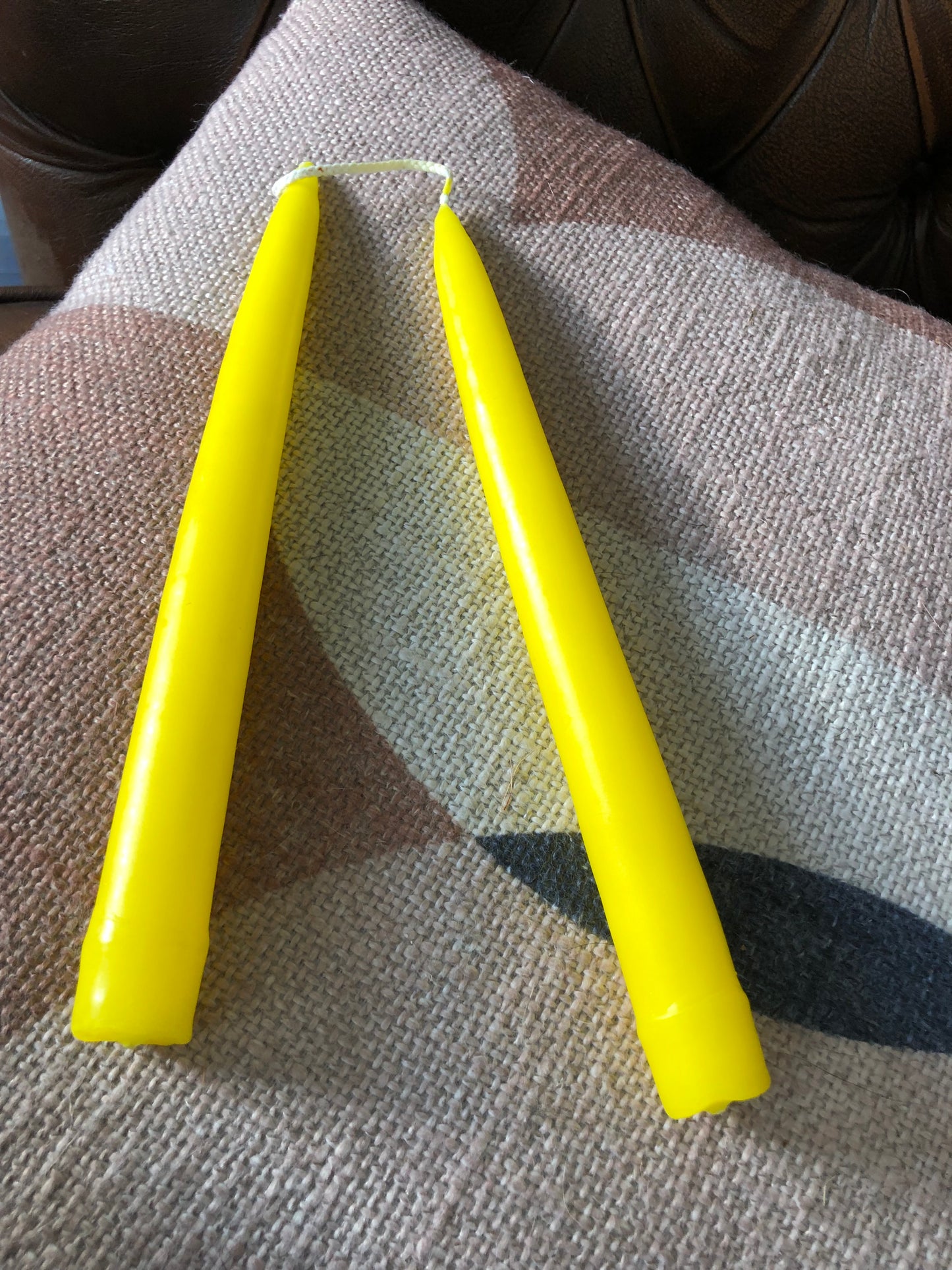 Pair of Yellow Dinner Candles.