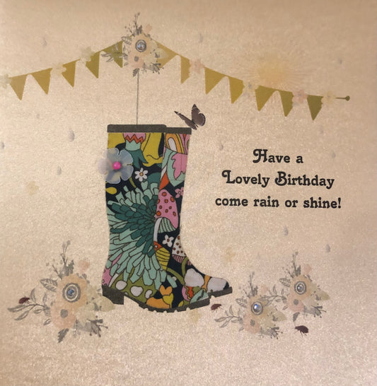 Funky Wellies Birthday Card