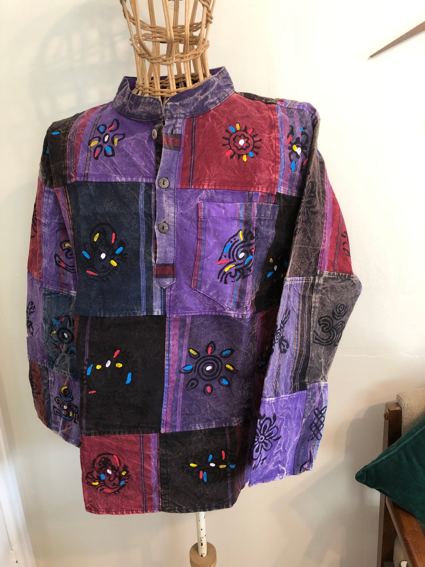 Purple Heavy Cotton Three Button Shirt.