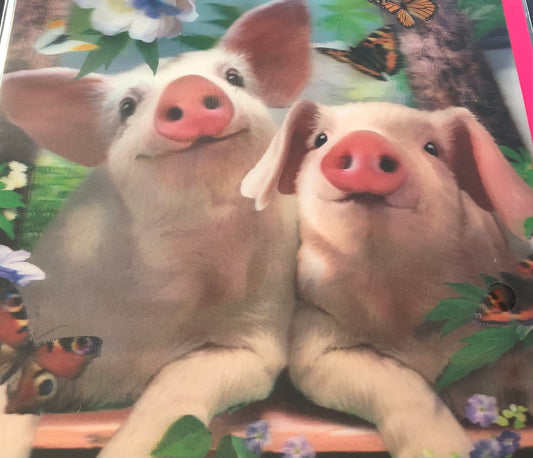 Smiling Pigs 3D Card