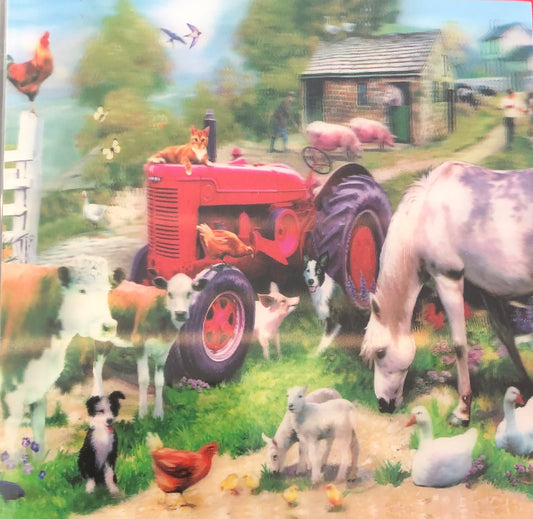 Farmyard Scene 3D Card