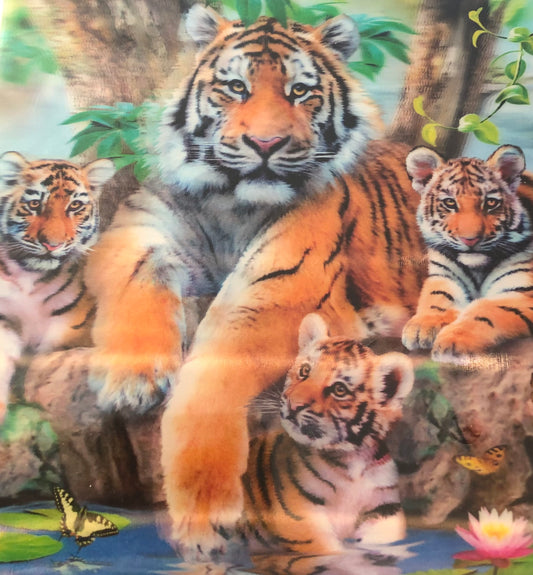 Tiger Family 3D Card
