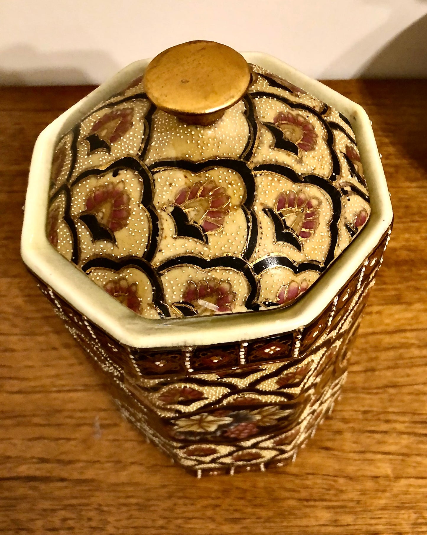 Japanese Oxtagonal Lidded Jar