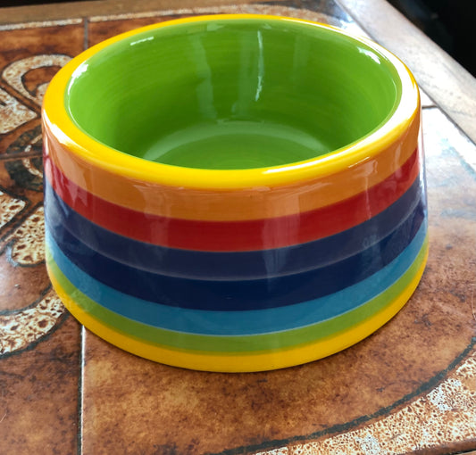 Rainbow Striped Cat Bowl