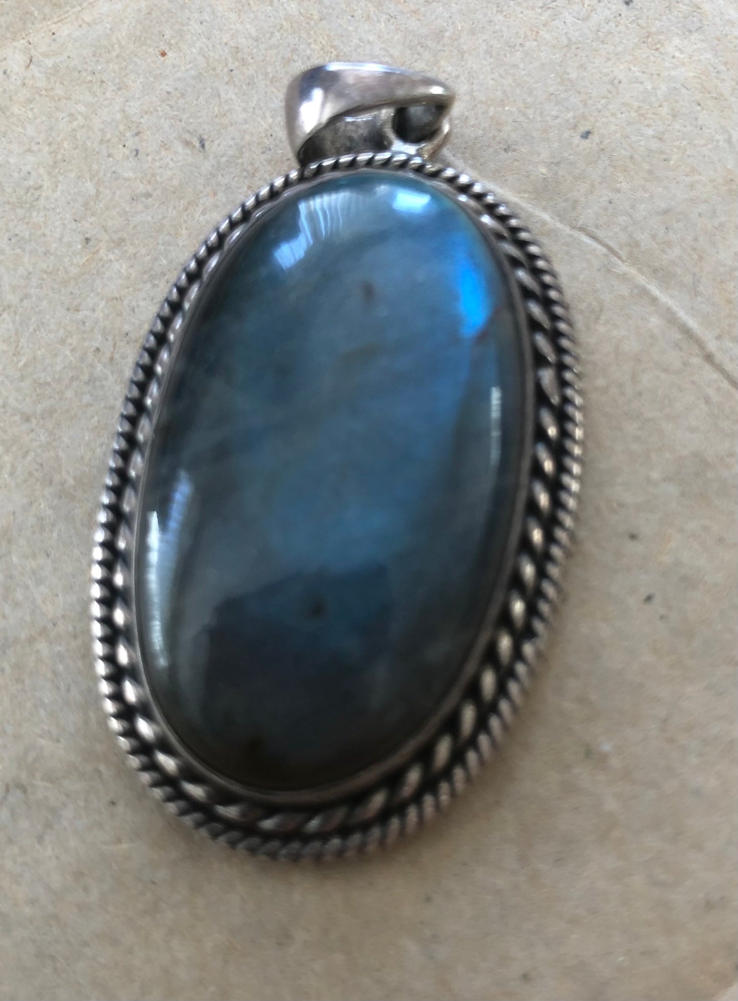 Labradorite & Aged Silver Pendant