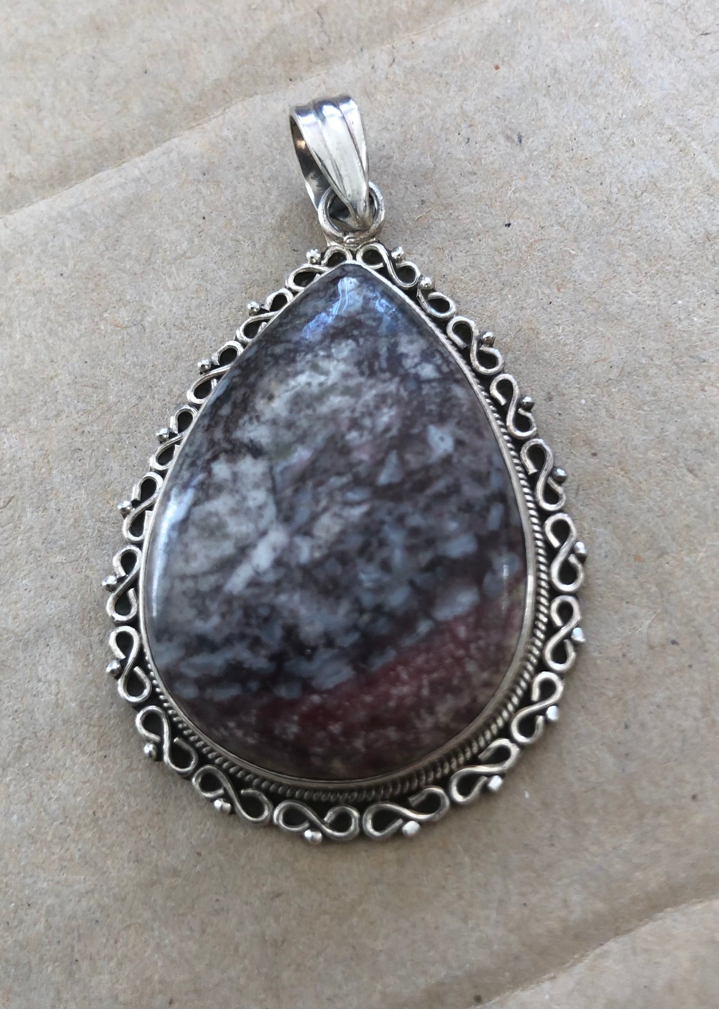 Snowflake Obsidian & Silver Pendant