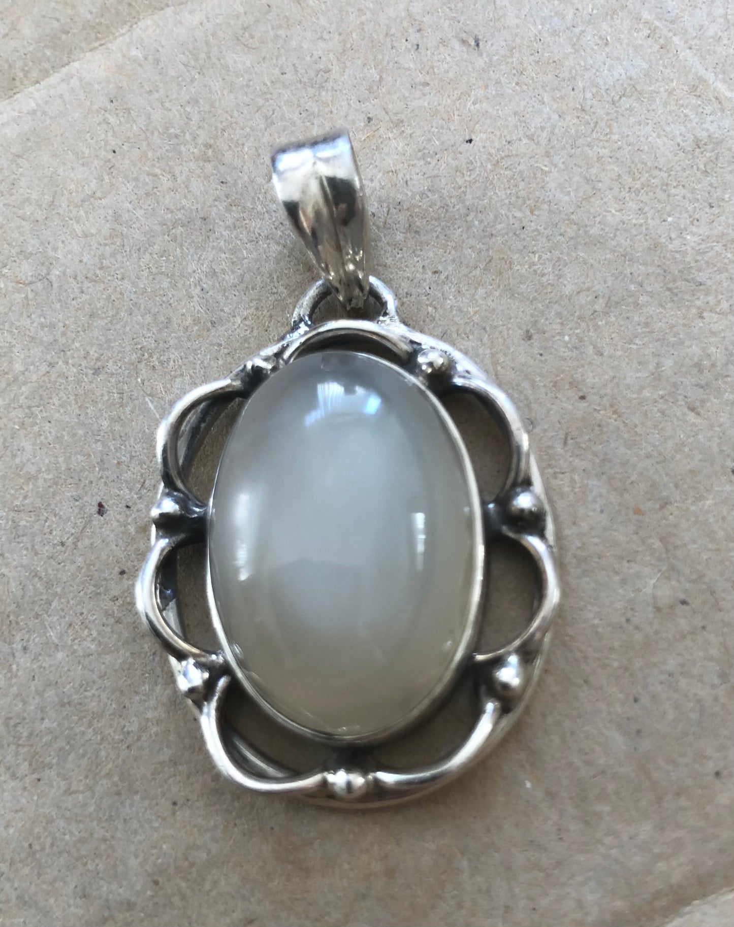 Moonstone and Silver Pendant