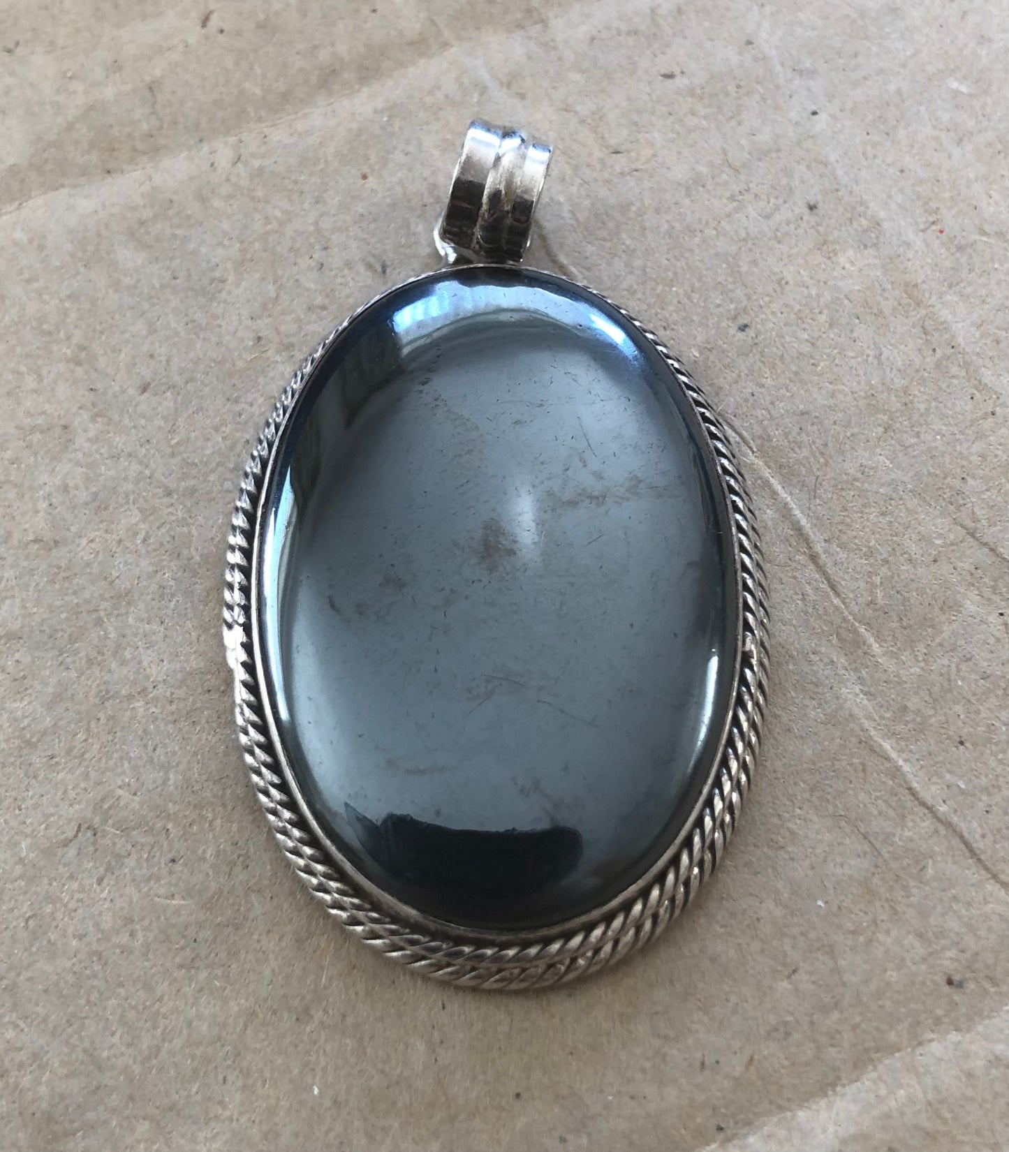 Hematite and Silver Pendant