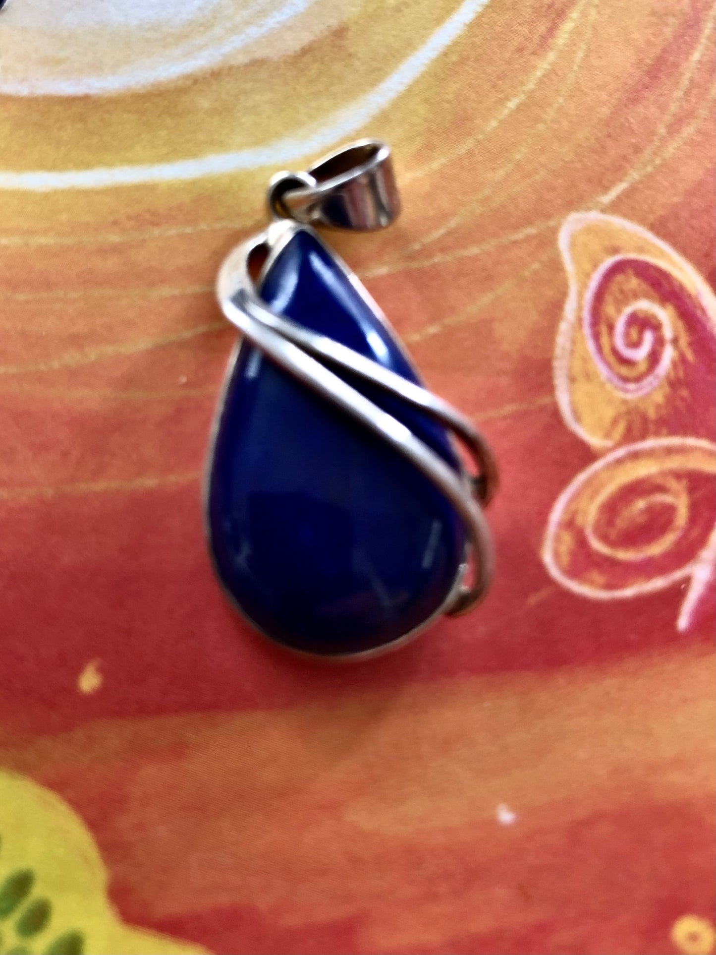 Lapis and Silver Teardrop Pendant