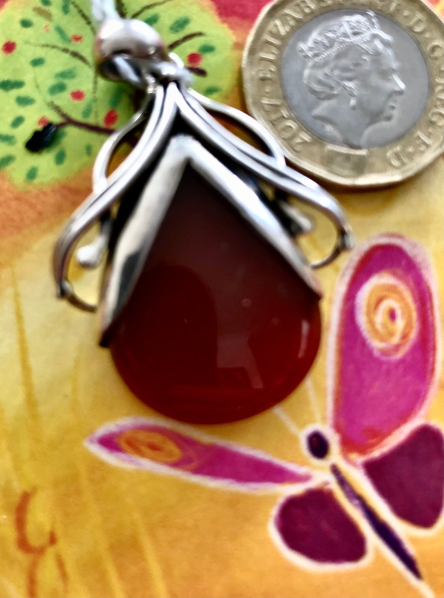 Carnelian & Silver Pendant