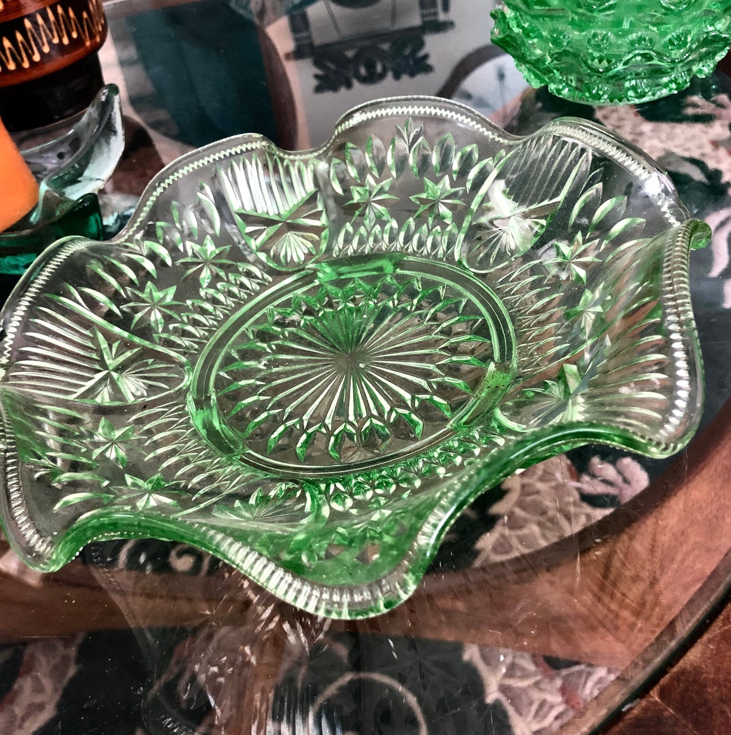 Vintage Green Glass Bowl