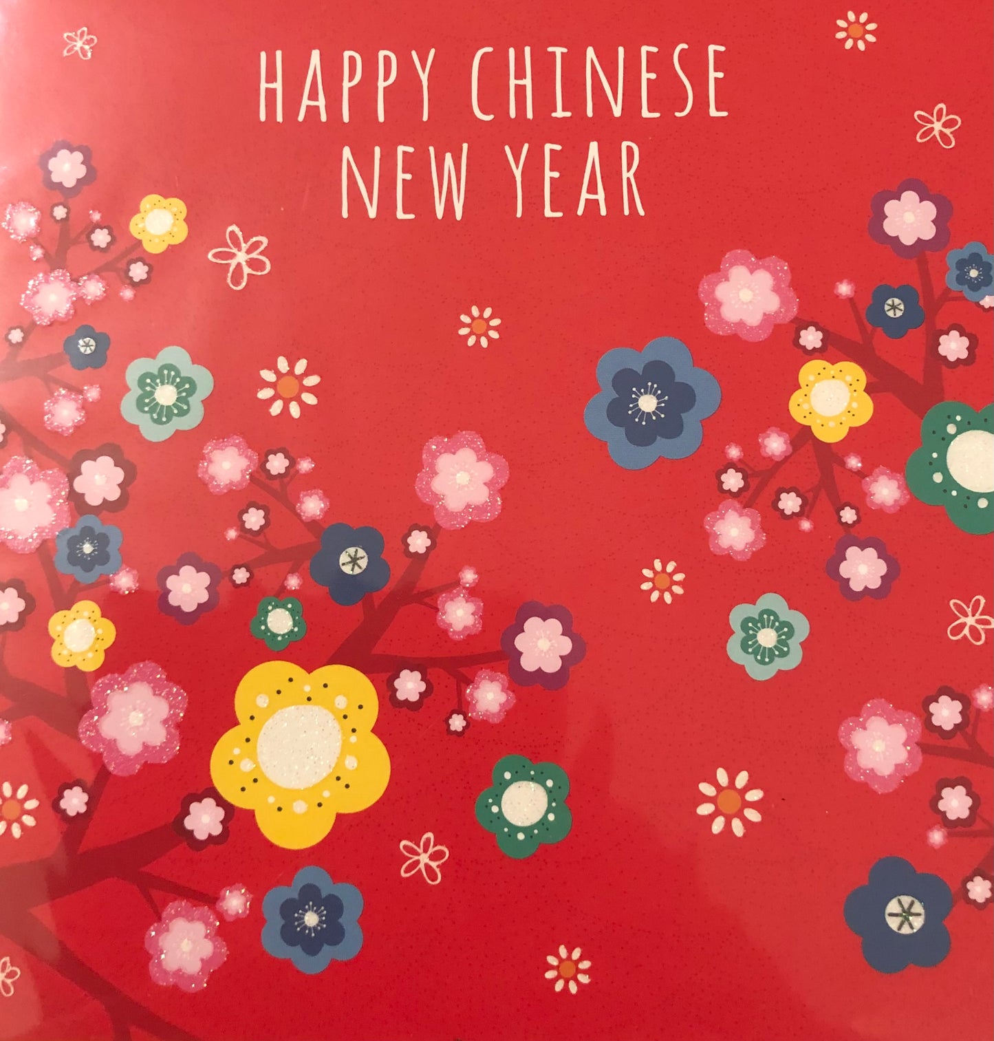 Chinese New Year Card (Red Blossoms)