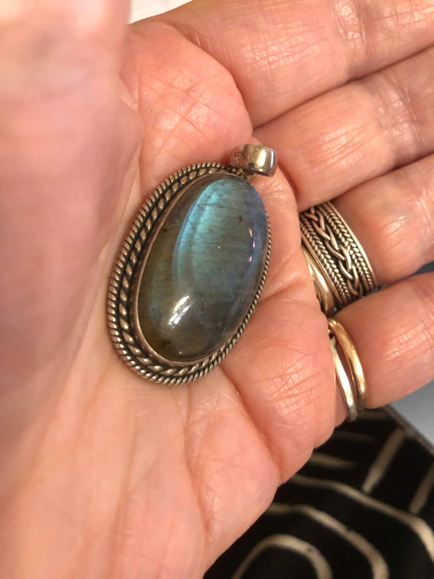 Labradorite & Aged Silver Pendant