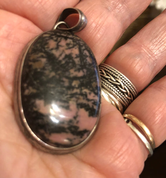 Rhodonite and Silver Pendant