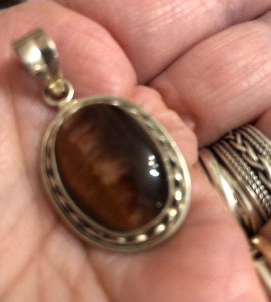 Tiger's Eye and Silver pendant