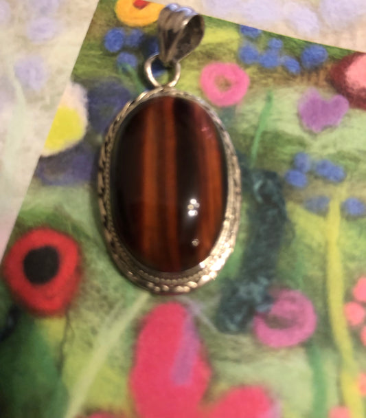 Tiger's Eye and Silver pendant.