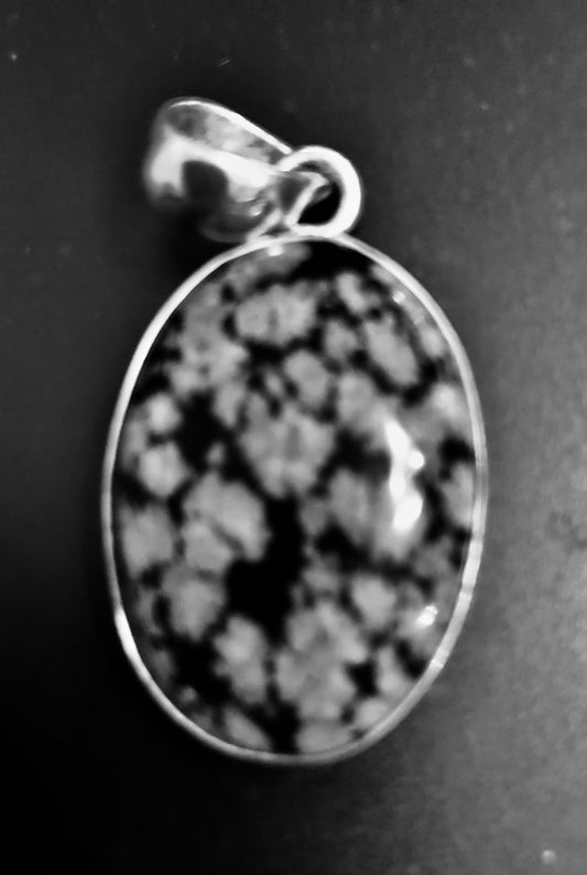 Silver & Snowflake Obsidian Pendant