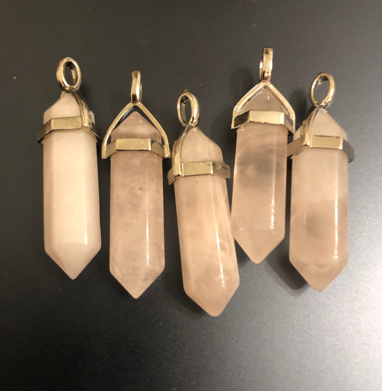 Pale Pinkish Quartz Points Pendants