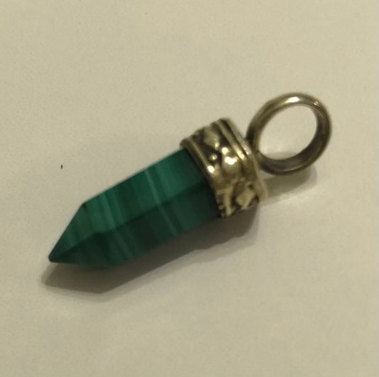 Malachite and Silver Crystal Point. Tiny (half an inch/7.62 cm)